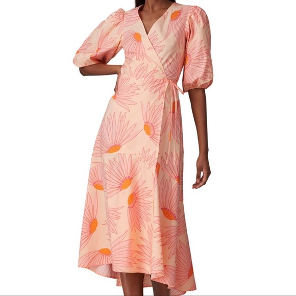 NWT KATE SPADE FALLING FLOWERS WRAP DRESS SIZE 0 - Picture 2 of 8